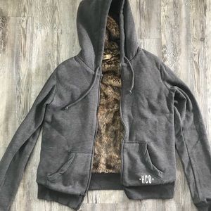 Faux fur lined Hollister jacket. Size medium